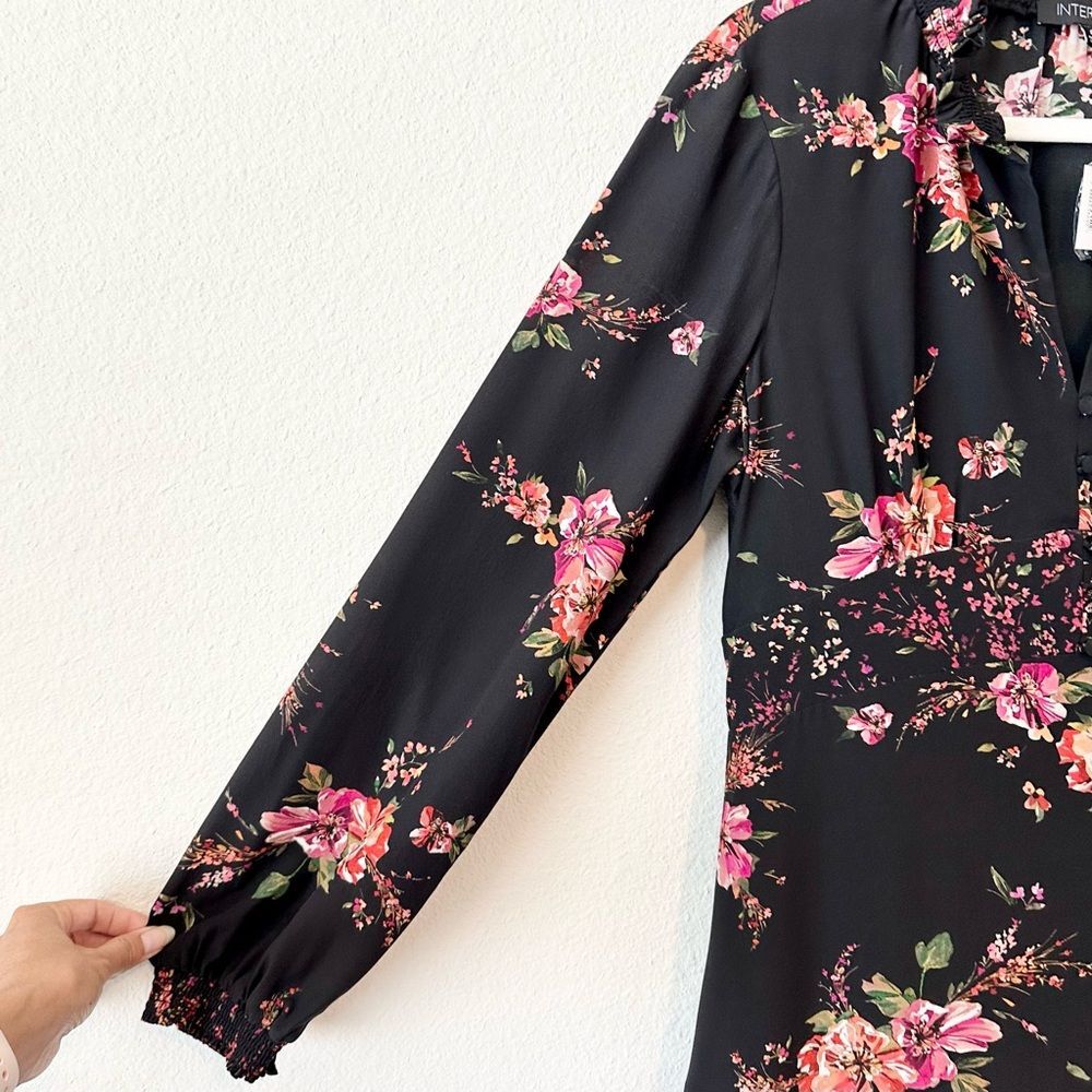 NWT Intermix Evie Silk Floral Victorian Silk Dress in Black Size 6 - Picture 4 of 9